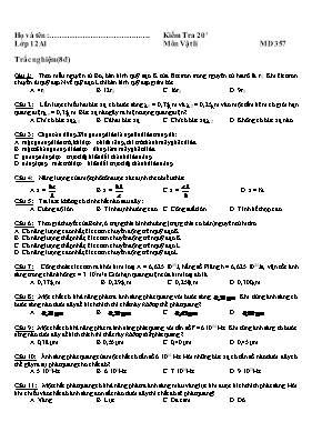 Đề kiểm tra về Lượng tử ánh sáng Vật lí lớp 12 - Mã đề 246